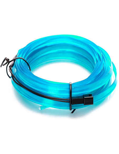 Tradineur - Tira de luz LED Interno para automóviles (12 V) - Fabricado en PVC - Conexión de encendedor de cigarros - Color Azul