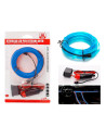 Tradineur - Tira de luz LED Interno para automóviles (12 V) - Fabricado en PVC - Conexión de encendedor de cigarros - Color Azul