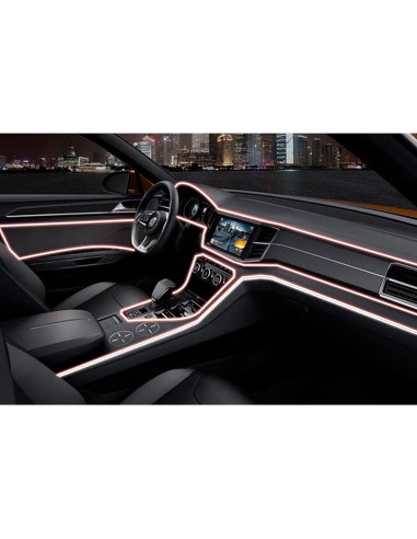 Tradineur - Tira de luz LED Interno para automóviles (12 V) - Fabricado en PVC - Conexión de encendedor de cigarros - Color Blan