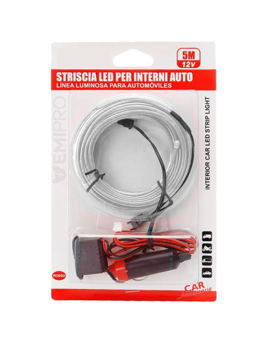 Tradineur - Tira de luz LED Interno para automóviles (12 V) - Fabricado en PVC - Conexión de encendedor de cigarros - Color Blan