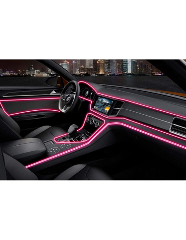 Tradineur - Tira de luz LED Interno para automóviles (12 V) - Fabricado en PVC - Conexión de encendedor de cigarros - Color Viol