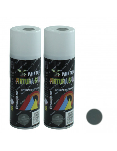Montoro - Pack 2 botes de pintura en spray gris máquina 400 ml, válido para multitud de superficies de interior y exterior