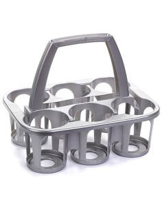 Tradineur - Portabotellas de plástico, 6 botellas, transportar bebidas, refrescos, resistente (PP), fabricado en España (Plata -