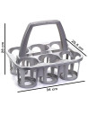 Tradineur - Portabotellas de plástico, 6 botellas, transportar bebidas, refrescos, resistente (PP), fabricado en España (Plata -