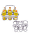 Tradineur - Portabotellas de plástico, 6 botellas, transportar bebidas, refrescos, resistente (PP), fabricado en España (Plata -