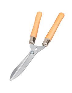 Tradineur - Tijera cortasetos con mango de madera, tijeras para podar a dos manos, cizalla para setos, hoja de 200 mm, jardinerí