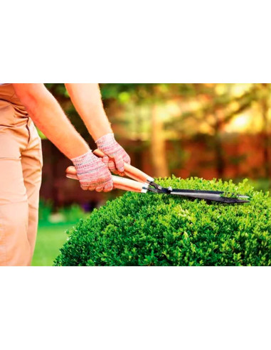 Tradineur - Tijera cortasetos con mango de madera, tijeras para podar a dos manos, cizalla para setos, hoja de 200 mm, jardinerí