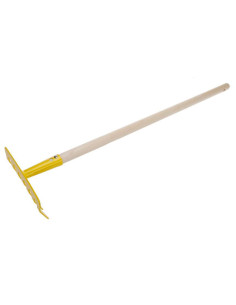 Tradineur - Rastrillo de jardín con mango de madera, 7 dientes, quitar malas hierbas, huerto, cultivos, jardinería, fácil manejo