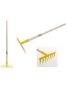 Tradineur - Rastrillo de jardín con mango de madera, 7 dientes, quitar malas hierbas, huerto, cultivos, jardinería, fácil manejo