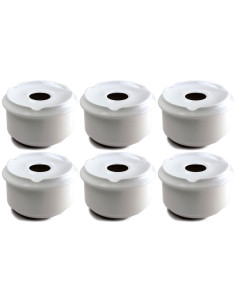 Tradineur - Pack de 6 ceniceros redondos de cerámica, cuenco, recipiente con tapa y muescas para cigarrillos, uso interior y ext