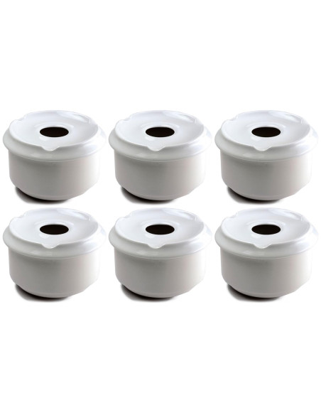 Tradineur - Pack de 6 ceniceros redondos de cerámica, cuenco, recipiente con tapa y muescas para cigarrillos, uso interior y ext