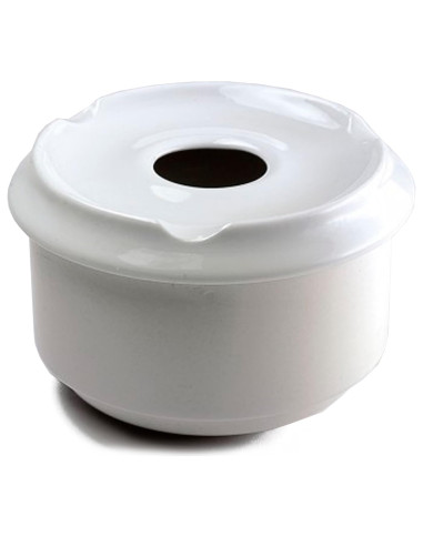 Tradineur - Pack de 6 ceniceros redondos de cerámica, cuenco, recipiente con tapa y muescas para cigarrillos, uso interior y ext