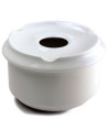 Tradineur - Pack de 6 ceniceros redondos de cerámica, cuenco, recipiente con tapa y muescas para cigarrillos, uso interior y ext