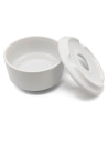 Tradineur - Pack de 6 ceniceros redondos de cerámica, cuenco, recipiente con tapa y muescas para cigarrillos, uso interior y ext