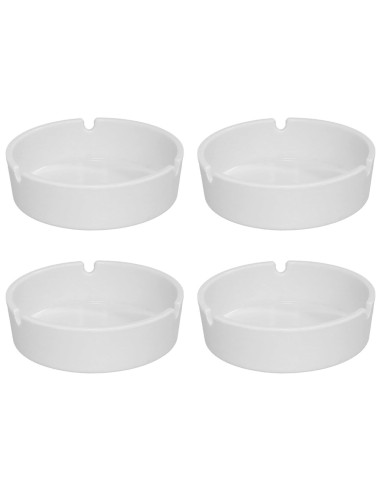 Tradineur - Pack de 4 ceniceros redondos de cerámica, cuenco, recipiente con muescas para cigarrillos, uso interior y exterior,
