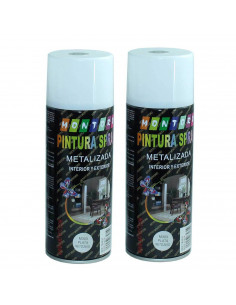 Montoro - Pack 2 botes de pintura en spray plata M303 400 ml, válido para multitud de superficies de interior y exterior