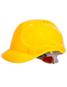 Tradineur - Casco de protección con correa ajustable, EN397, cabeza 53 a 62 cm, transpirable, seguridad, obra, construcción, col