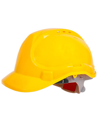 Tradineur - Casco de protección con correa ajustable, EN397, cabeza 53 a 62 cm, transpirable, seguridad, obra, construcción, col