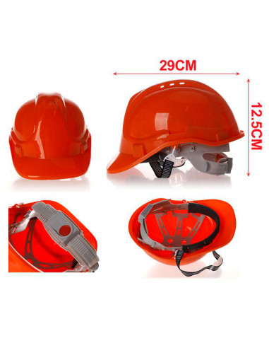 Tradineur - Casco de protección con correa ajustable, EN397, cabeza 53 a 62 cm, transpirable, seguridad, obra, construcción, col