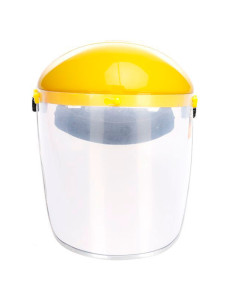 Tradineur - Pantalla de protección facial, visera de seguridad con pantalla de plástico transparente, incluye correa ajustable,