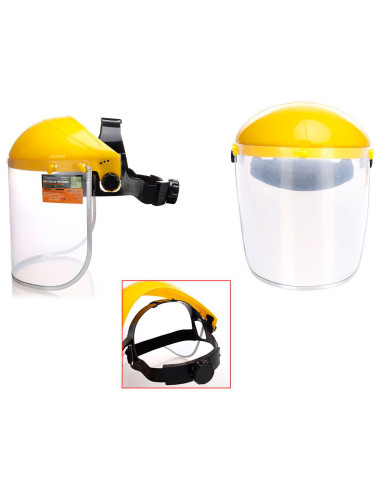 Tradineur - Pantalla de protección facial, visera de seguridad con pantalla de plástico transparente, incluye correa ajustable,