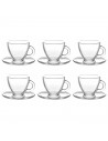 Tradineur - Pack de 6 tazas de cristal con plato, tacitas para café, té, infusiones, diseño clásico, aptas para lavavajillas - 9