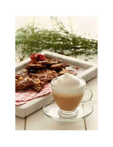 Tradineur - Pack de 6 tazas de cristal con plato, tacitas para café, té, infusiones, diseño clásico, aptas para lavavajillas - 9