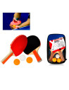 Tradineur - Set de raquetas de ping pong con 3 pelotas, madera y goma, palas de tenis de mesa, incluye bolsa de transporte, inte