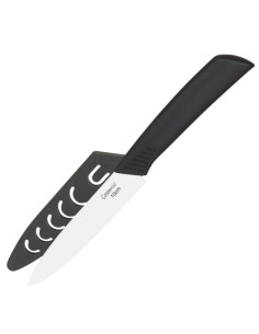Tradineur - Cuchillo cerámico para verduras, incluye funda protectora, hoja de 10 cm, mango ergonómico, corte preciso, larga dur