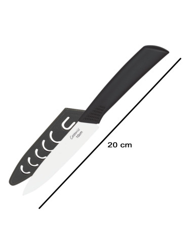 Tradineur - Cuchillo cerámico para verduras, incluye funda protectora, hoja de 10 cm, mango ergonómico, corte preciso, larga dur