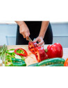 Tradineur - Cuchillo cerámico para verduras, incluye funda protectora, hoja de 10 cm, mango ergonómico, corte preciso, larga dur