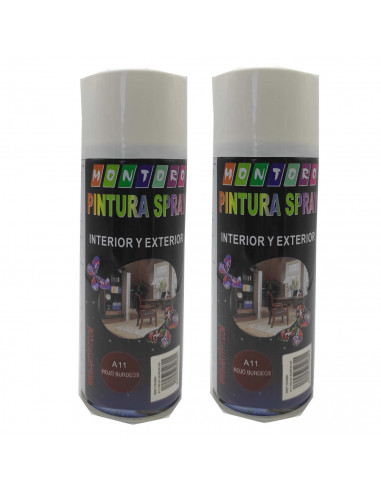 Montoro - Pack 2 botes de pintura en spray rojo burdeos A11 400 ml, válido para multitud de superficies de interior y exterior.