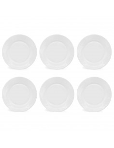 Tradineur - Pack de 6 platos de postre, vidrio opal, modelo Toledo, resistentes, vajilla de cocina, aptos para lavavajillas (Bla