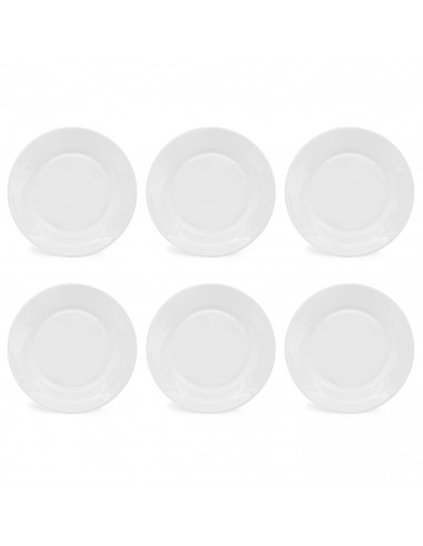 Tradineur - Pack de 6 platos de postre, vidrio opal, modelo Toledo, resistentes, vajilla de cocina, aptos para lavavajillas (Bla