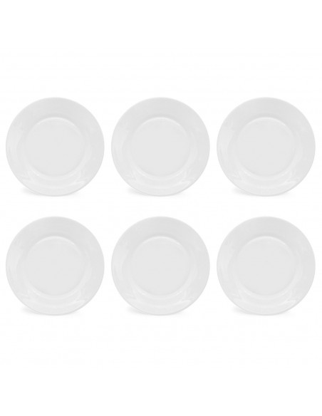Tradineur - Pack de 6 platos de postre, vidrio opal, modelo Toledo, resistentes, vajilla de cocina, aptos para lavavajillas (Bla
