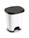 Tradineur - Cubo de basura con pedal - Fabricado en Plástico - Capacidad de 27 Litros - 45 x 38 x 32 cm - Color Blanco y Negro