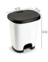 Tradineur - Cubo de basura con pedal - Fabricado en Plástico - Capacidad de 27 Litros - 45 x 38 x 32 cm - Color Blanco y Negro