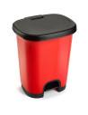 Tradineur - Cubo de basura con pedal - Fabricado en Plástico - Capacidad de 27 Litros - 45 x 38 x 32 cm - Color Rojo y Negro