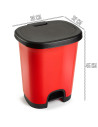 Tradineur - Cubo de basura con pedal - Fabricado en Plástico - Capacidad de 27 Litros - 45 x 38 x 32 cm - Color Rojo y Negro