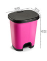 Tradineur - Cubo de basura con pedal - Fabricado en Plástico - Capacidad de 27 Litros - 45 x 38 x 32 cm - Color Rosa y Negro
