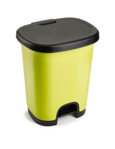 Tradineur - Cubo de basura con pedal - Fabricado en Plástico - Capacidad de 27 Litros - 45 x 38 x 32 cm - Color Amarillo y Negro