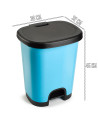 Tradineur - Cubo de basura con pedal - Fabricado en Plástico - Capacidad de 27 Litros - 45 x 38 x 32 cm - Color Azul y Negro