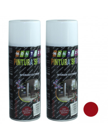Montoro - Pack 2 botes de pintura en spray rojo oscuro A05 400 ml, válido para multitud de superficies de interior y exterior. P