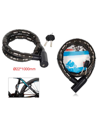 Tradineur - Cadena para motos - Fabricado en Acero revestido - Incluye juego de llaves - Garantiza la seguridad de tu vehículo -