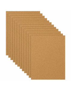 Tradineur - Pack de 12 Láminas de corcho - Grosor de 3 mm - Ideal para decoración, manualidades y organización - 20 x 30 cm 