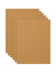 Tradineur - Pack de 6 Láminas de corcho - Grosor de 2 mm - Ideal para decoración, manualidades y organización - 30 x 40 cm 