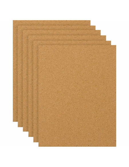 Tradineur - Pack de 6 Láminas de corcho - Grosor de 2 mm - Ideal para decoración, manualidades y organización - 30 x 40 cm 