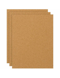 Tradineur - Pack de 3 Láminas de corcho - Grosor de 2 mm - Ideal para decoración, manualidades y organización - 40 x 60 cm 