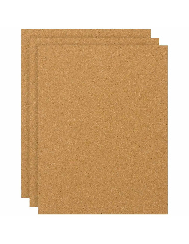 Tradineur - Pack de 3 Láminas de corcho - Grosor de 2 mm - Ideal para decoración, manualidades y organización - 40 x 60 cm 
