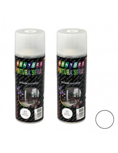 Montoro - Pack 2 botes de pintura en spray laca A31 400 ml, váilido para multitud de superficies de interior y exterior